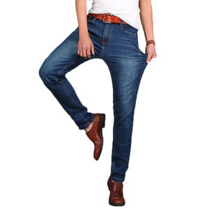 Men's Straight Slim Fit Large Size Mid-rise Denim Pants Men Stretch Simple Business <b>Jeans</b> - Product Image 1