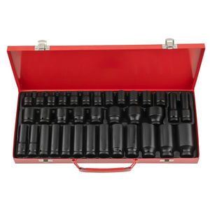 35pcs 1/2\" Deep Impact Socket Set 6-Point Metric Garage Tool with 8mm to 32mm Sockets Durable 8mm 32mm Socket Set - Product Image 2