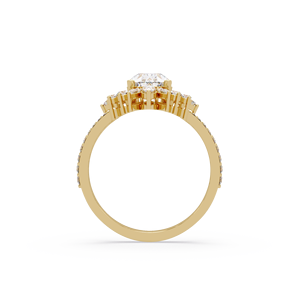 Luxury 14K Gold Pear Cut Bridal Set Lab Grown Diamond IGI Certified <b>Ring</b> Curved Marquise <b>Stacking</b> Wedding Band Set For Women's - Product Image 3