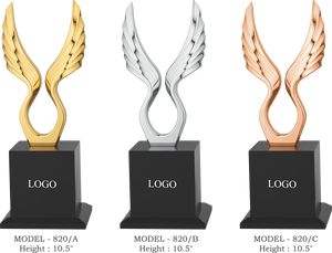 Trophée Ailé Thème Sportif Écologique Gravure UV Finition Or Argent Bronze Base Métallique 10,5 Pouces Placement du Logo - Product Image 2