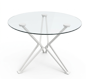 Modern Round Tempered Glass Dining <b>Table</b> with Metal Frame for Dining Room Furniture Lumetal Vietnam - Product Image 1