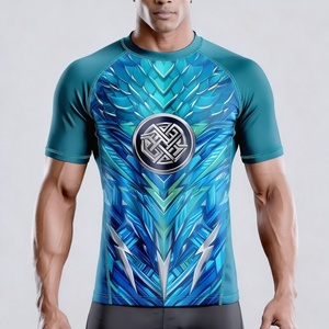 King Of The Rings Boxing <b>Compression</b> <b>Shirt</b> <b>Men</b> Short Sleeve Purple Gray Sublimation Print Quick Dry Rash Guard - Product Image 2