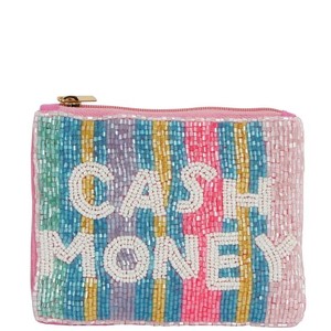Porte-monnaie en coton perlé personnalisé, couleurs mélangées, rayures brodées, pochette zippée carrée, mini sac à monnaie tendance pour usage quotidien - Product Image 4