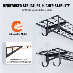 Set di 2 Scaffali da Garage Resistenti 4 x 1 Piede, Montaggio a Parete, Capacità di Carico 400 Libbre, 200 Libbre per Ripiano - Product Image 3