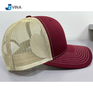 Gorra Trucker de Malla Frontal Color Borgoña, Personalizable con Logotipo, de Alta Calidad, 6 Paneles, Ajustable, Unisex, Estilo Casual, Hecha en Vietnam - Product Image 4