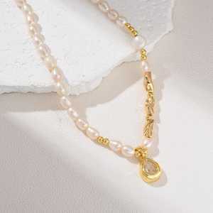 Gold Filled Freshwater Pearl Necklace Elegant Beaded <b>Choker</b> Drop Charm 925 Sterling <b>Silver</b> 14K Gold Plated - Product Image 3