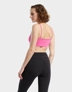 Sujetador deportivo rosa para mujer, espalda cruzada, alto soporte, sin costuras, de secado rápido, de elastano/nailon, para yoga, ropa deportiva transpirable, cuello redondo, color liso. - Product Image 3
