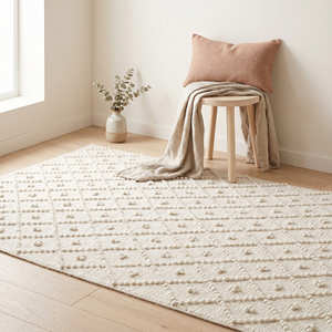 Bohemian Geometric Area Rug Indian Manufacturer Wool Hand Knotted Thick High Pile Living Room Rug With Fringes Tufted Decor Rug - Product Image 6