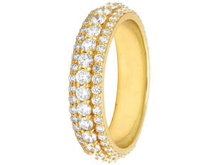 Bague Éternité en Moissanite Diamant Prix de Gros Usine - Bague en Or 14 carats à 3 Rangs avec Diamants Ronds Brillants - Product Image 6