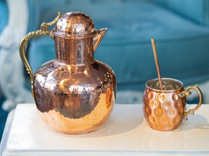 Vintage Hammered Copper Water <b>Jug</b> With Lid And Brass Handle For <b>Drinks</b> Party Use Durable Metal Pitcher - Product Image 3
