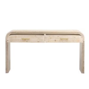 Console stile aperto con due cassetti in legno naturale lavabile per ingresso soggiorno con consolle in stile retrò - Product Image 2