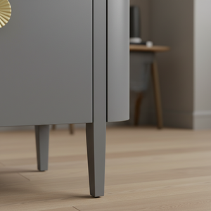 Modern Water Resistant Eco-Friendly Storage Cabinet Curved Side Console Minimal Design Compact <b>Sideboard</b> Rounded Console Cabinet - Product Image 3