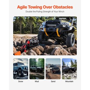 Sistema verricello per recupero fuoristrada per impieghi gravosi 30 T con blocco di recupero e resistenza al taglio di 66.000 libbre per fune da 0,4 pollici e 0,55 pollici - Product Image 4