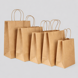 Bolsas de Compra de Papel Kraft Impresas Personalizadas Ecológicas con Asas Retorcidas, Embalaje Resistente para Comercio Minorista - Product Image 1