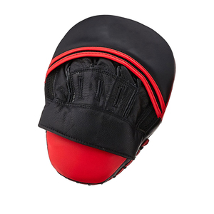 Black Red Leather Training <b>Focus</b> <b>Pads</b> With Velcro Closure For Martial Arts Sparring And Kickboxing Practice - Product Image 2