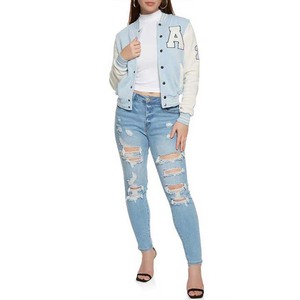 Ladies Hooded Varsity <b>Jacket</b> Comfortable Letterman Bomber Casual Streetwear Outerwear Wholesale Supplier - Product Image 2