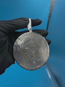 Colgante Circular Estilo Hip Hop con Medallón, Plata 925, Colgante con Incrustaciones de Diamantes, Colgante Hip Hop de Lujo, Estilo Rapper, Colgante Personalizado - Product Image 4