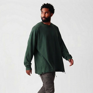 T-shirt Homme Style Grunge Effet Vieilli Oversize Lavage Vintage Manches Longues Col Rond Coupe Ample Coton Lourd 100% - Product Image 5