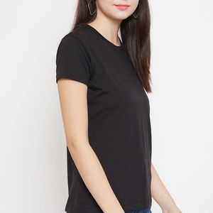 Camiseta de algodón personalizada para mujer, cuello redondo, manga corta, básica, lisa, suave, elástica, OEM, al por mayor, informal. - Product Image 2