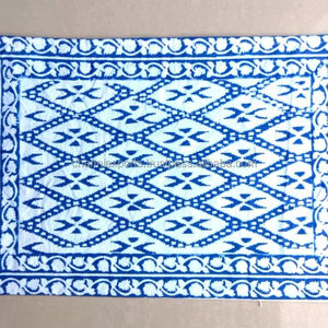 New Arrival Custom Block Printing Fabric <b>Table</b> Placemats & Napkins Set Christmas Party Dinning <b>Table</b> Linen Handkerchief Mat Set - Product Image 1
