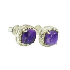 Pendientes de Plata de Ley S925 con Piedras Preciosas de Sugilita de Buena Calidad, Nueva Colección 2026, Última Tendencia en Joyería Fina - Product Image 1
