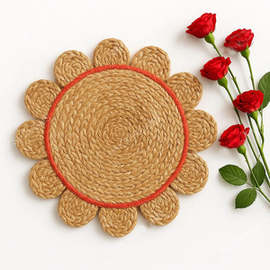 New Design Handmade Round Braided Jute <b>Placemats</b> with Fringe for Dining Table Decor Eco-Friendly Natural Woven Table Mats - Product Image 6