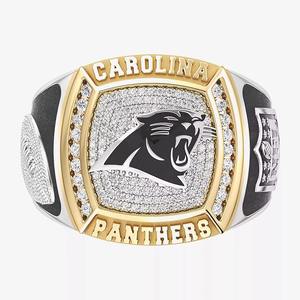 Anillo de Aleación del Campeonato de los Carolina Panthers, Totalmente Personalizado, Moda Masculina, Dos Tonos, Personalizado para Colegio Secundario, Moissanita - Product Image 1