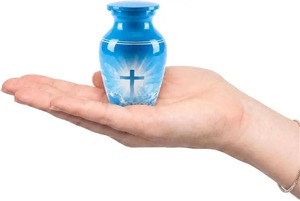 Urna Funeraria Blanca con Diseño de Atardecer en la Montaña, Recipiente para Cenizas de Adultos, Urna Conmemorativa para Cenizas Humanas - Product Image 4
