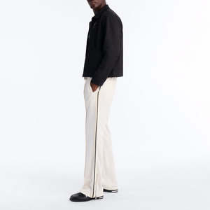 Pantalon de survêtement en coton tricoté pour homme, personnalisé, couleur crème, taille élastique, cordon de serrage, bandes latérales, style décontracté, vente en gros - Product Image 4