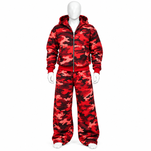 Nouvelle Collection : Survêtement à Capuche Entièrement Zippé, Couleur Unie, Effet Délavé, 100% Coton, Coupe Ajustée, Imprimé et Strass, Prêt à Porter - Product Image 3
