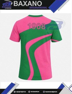 Alfa |   Kapa |   Camiseta de Manga Corta para Hombre Alpha Sorority, Estampado Geométrico Verde y Rosa, Corte Regular, 100% Algodón, Transpirable - Product Image 5