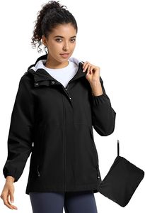 Chaqueta cortavientos impermeable con capucha, informal, estilo urbano, con bloques de color, plegable, para viaje. - Product Image 2
