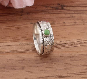 Anillo Giratorio Antiestrés de Plata de Ley 925 con Jade Verde Natural, Joyería de Meditación Boho Unisex, Venta al por Mayor - Product Image 5
