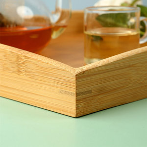 Bandeja otomana decorativa de madera para mesa, bandeja redonda de madera de acacia para servir con asas de artesanía creciente - Product Image 3