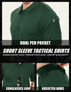 Polo de Manga Corta para Hombre, Color Verde Oscuro, Diseño Casual Transpirable, Corte Regular, Color Sólido, Tejido de Piqué, Camisa de Golf - Product Image 5