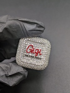 VVS Clarity Custom Name Iced Out <b>Square</b> Moissanite 925 Silver Ring Personalized Hip Hop Jewelry 14K Lab Created Diamond Ring - Product Image 4