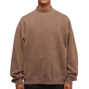 Sudadera de cuello alto extragrande para hombre, de color sólido, en felpa francesa de algodón, informal, para otoño. - Product Image 1