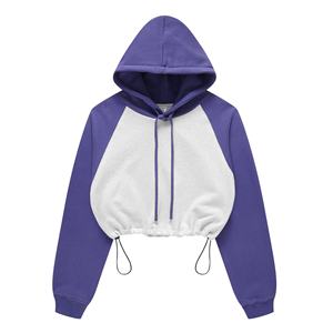 Sudadera con Capucha para Mujer, Diseño Color Block en Blanco y Negro, Manga Larga, Tejido de Algodón, Estilo Casual, Corte Corto para Otoño - Product Image 2