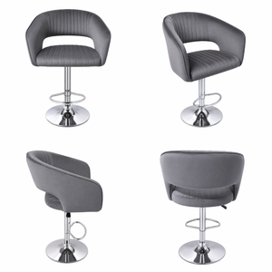 <span class=keywords><strong>Tabouret</strong></span> <span class=keywords><strong>de</strong></span> <span class=keywords><strong>bar</strong></span> pivotant réglable en hauteur DM en velours avec base chromée, chaise <span class=keywords><strong>de</strong></span> comptoir <span class=keywords><strong>de</strong></span> cuisine rembourrée à dossier tonneau pour la vente en gros - Product Image 3