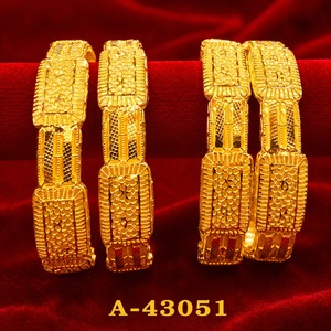MOLL JEWELLERS Luxury Gold Plated Zinc Alloy Wide Bangles Pair with Zircon | Trendy Wedding & Party Fashion Jewelry A-43051 - Product Image 1