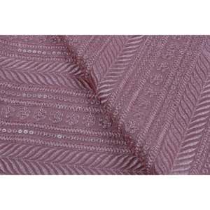 Tela de Lentejuelas por Metro - Georgette Color Durazno con Bordado Floral Geométrico de 44 Pulgadas de Ancho - Product Image 1