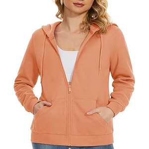 <b>Women's</b> <b>White</b> Full Zip <b>Hoodie</b> Long Sleeve Solid Color Knitted Cotton Breathable Autumn Wear Regular Fit - Product Image 5