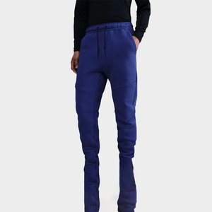 Men's Blue Elastic Waist Sweatpants With Side Pockets Casual Jogger Pants Autumn Wear Breathable Knitted Fabric - Product Image 2