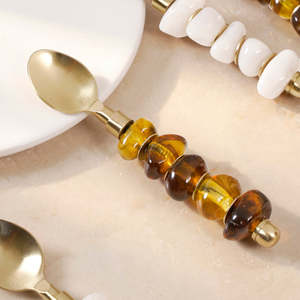 Cuillères à café vintage en acier inoxydable, durables, légères, finition miroir, manche martelé, compatibles lave-vaisselle, ensemble de cuillères à dessert - Product Image 2