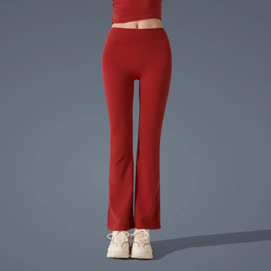 Legging de yoga évasé antibactérien effet seconde peau, taille mi-haute, amincissant, sportif, pour le fitness et le quotidien, 100% coton uni - Product Image 4