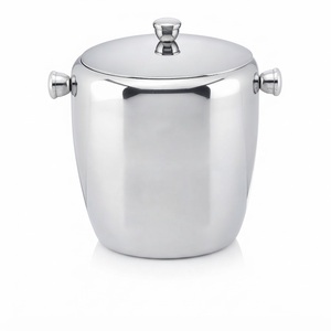 Seau à glace en métal couleur champagne de qualité supérieure avec couvercle, double paroi isolée en acier inoxydable, refroidisseur à vin pour bar et fête - Product Image 3