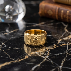 DIVYORO Bague classique pour homme, plaquée or, avec motif géométrique gravé, pour occasions festives et usage quotidien - Product Image 2