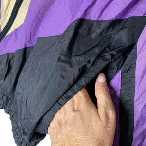 Veste coupe-vent unisexe athlétique bicolore, style rétro, imperméable, effet vintage, tissu nylon, col montant, fermeture éclair sur le devant - Product Image 5