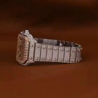Reloj de Diamante Moissanite Personalizado en Oro Blanco con Esfera Redonda para Hombre, Edición Limitada, Mecánico, Corte Brillante Redondo, Reloj de Cuarzo