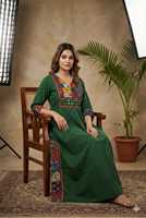 Ensemble Kurta en jean pour femme avec broderie florale, coupe ample, tenue décontractée, pantalon longueur cheville, style indien en coton